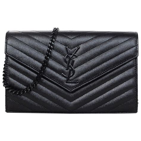 ysl saint laurent woc black chevron grained leather shoulder bag|YSL Saint Laurent Wallet On Chain Bag Review.